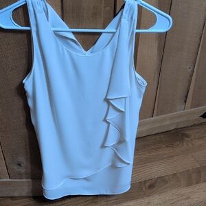 Ann Taylor Blue Asymmetrical Ruffled Tank Top